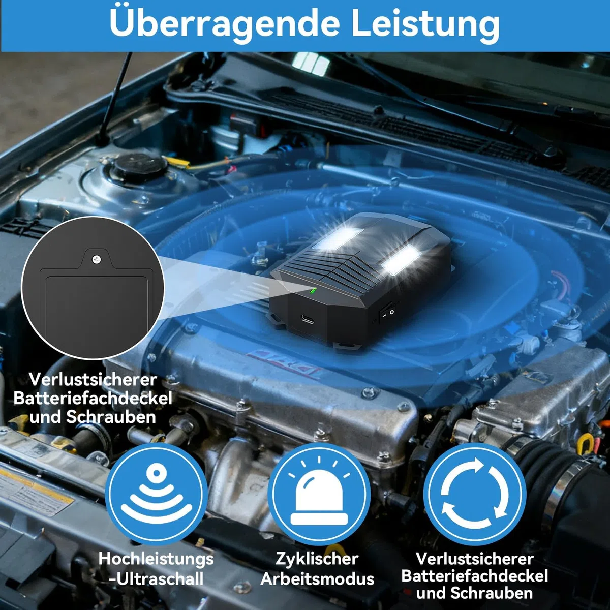 YETEE Marderschreck Ultraschall mit Blitzlicht & Sensorsteuerung – Marderabwehr Auto & Haus – Schutz für Motorraum, Dachboden, Garage & Lager, flexibel nutzbar mit Netzteil oder AA-Batterien