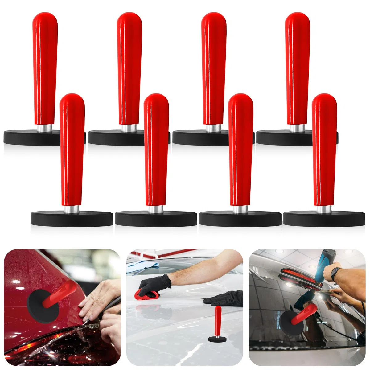 8 Stück Auto Montagemagnet: Verpackungs Gripper Magnethalter, Montagemagnette Magnet, Folierungs Werkzeug für Folieren Folie, Car Wrapping, Auto Folie DIY, Auto Folie Wrap, (Rot)
