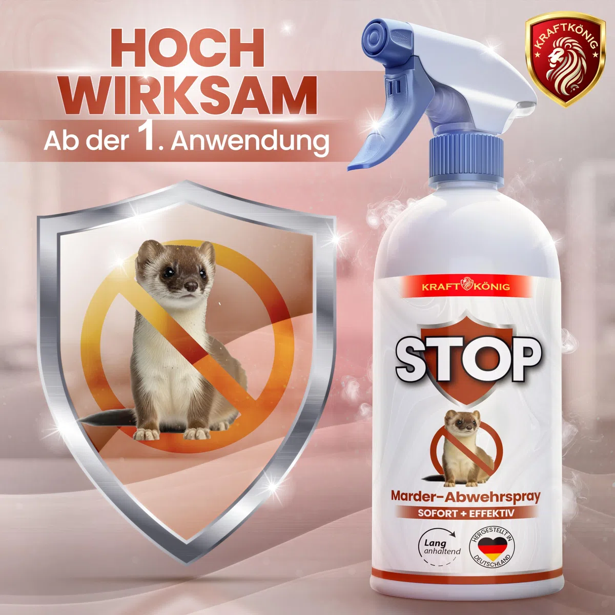 Marderspray 500 ml – Hochwirksamer Marderschreck für Auto, Motorraum, Dachboden, Garage & Garten – Effektive Marderabwehr mit Langzeitschutz, sofort einsatzbereit