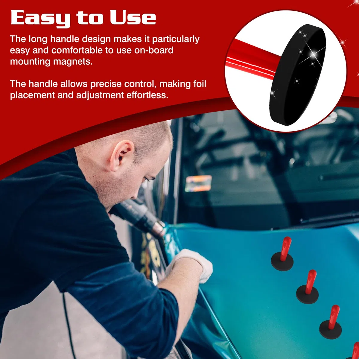 8 Stück Auto Montagemagnet: Verpackungs Gripper Magnethalter, Montagemagnette Magnet, Folierungs Werkzeug für Folieren Folie, Car Wrapping, Auto Folie DIY, Auto Folie Wrap, (Rot)