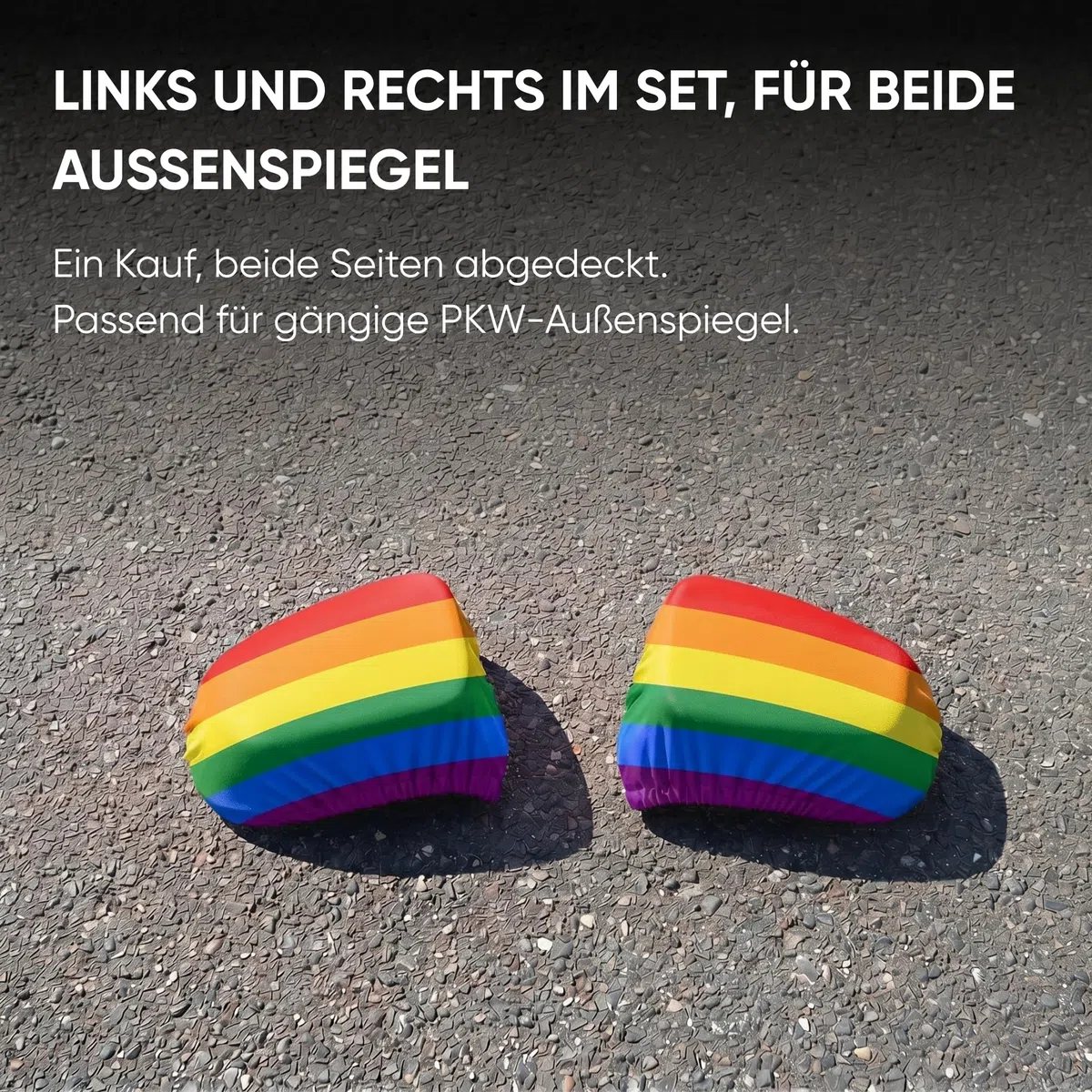 Außenspiegelfahne Regenbogen für Auto - 2er Set Außenspiegel Überzieher Autoflagge, Fanartikel für Fußball EM & WM, Spiegel Deko Flagge