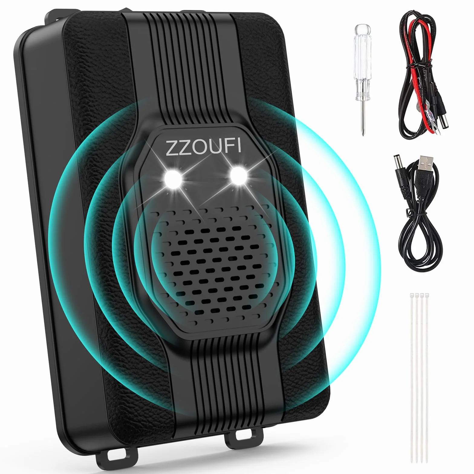Marderschreck Auto, Marderschutz für Dachboden Haus Garten, Marderabwehr mit Ultraschall Blitzlicht, Anti Marder Vertreiben, Flexible Stromversorgung - 12V Autobatterie, AA-Batterie oder USB