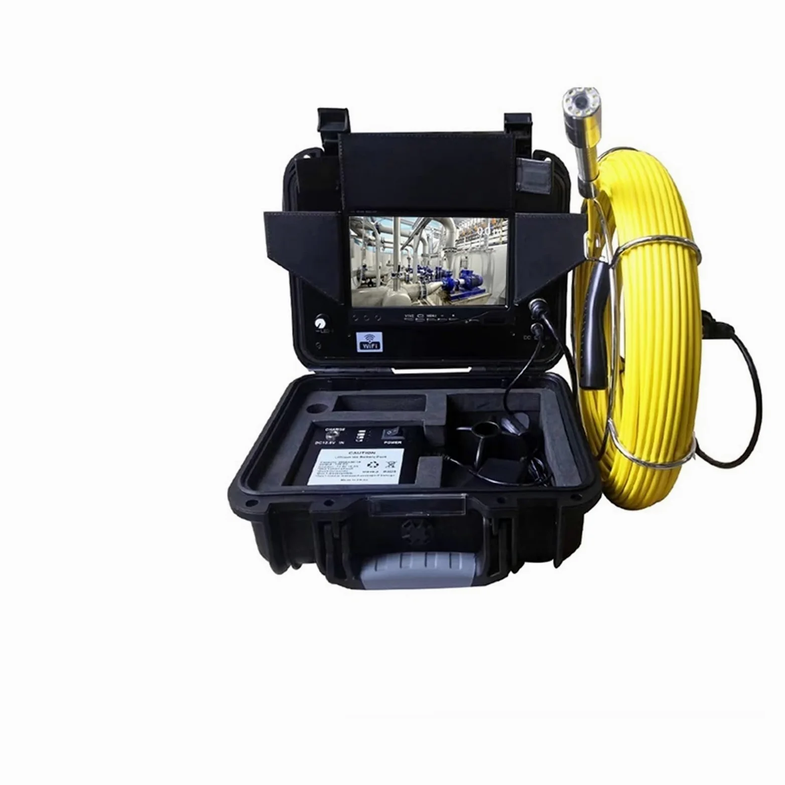 Rohreinspektionskamera, 7-Zoll-WiFi-Rohrkanalinspektions-Endoskopkamera, 512 Hz/Meterzähler/DVR/Monitor/Videoaufzeichnung/Foto machen(20m,2 batteries)