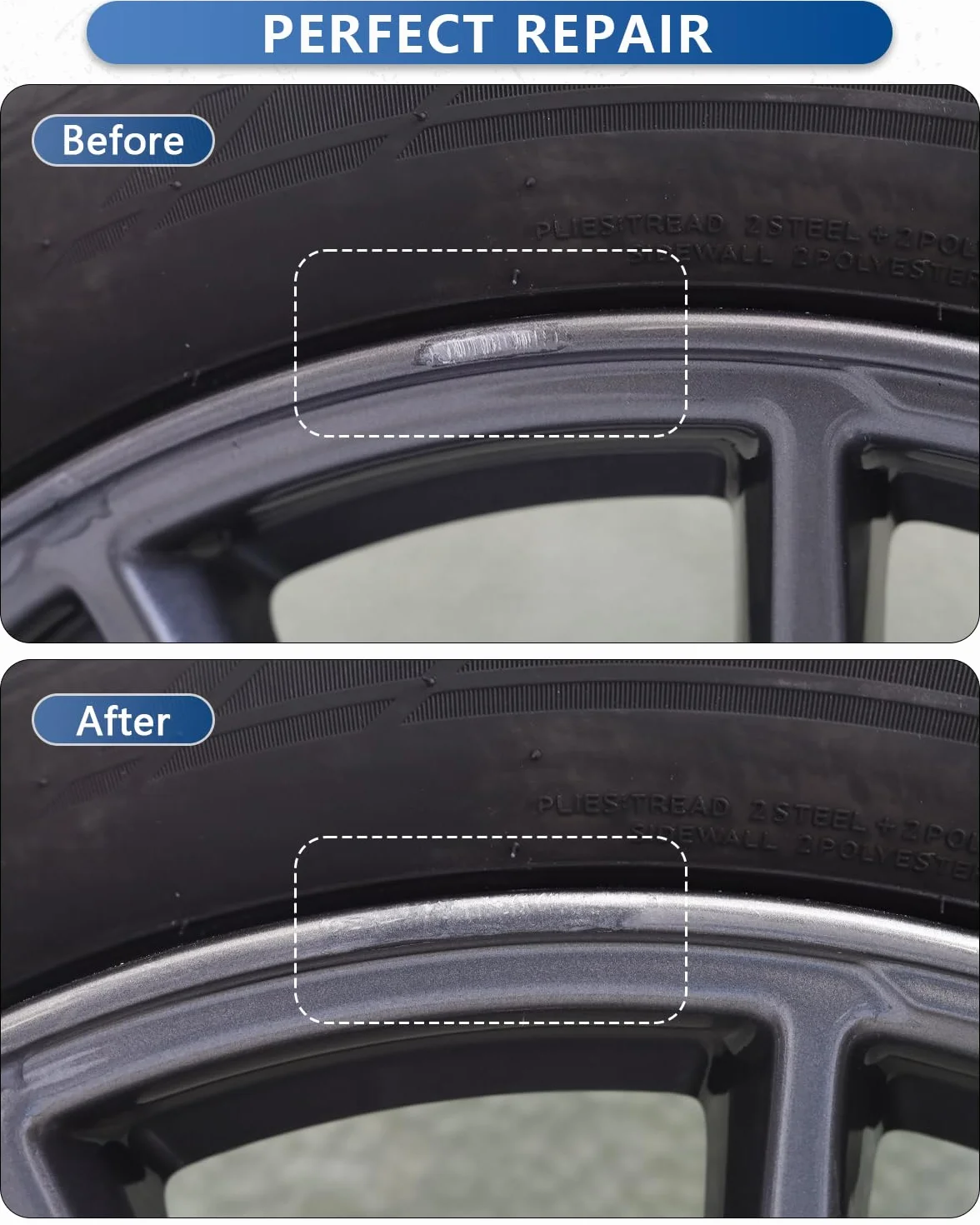Tesla Lackstift für Modell 3 18 Zoll/Modell S 19 Zoll-DIY Curb Rash Repair Mit Farbe Matched Touch Up Farbe (Mitternachts-silber)