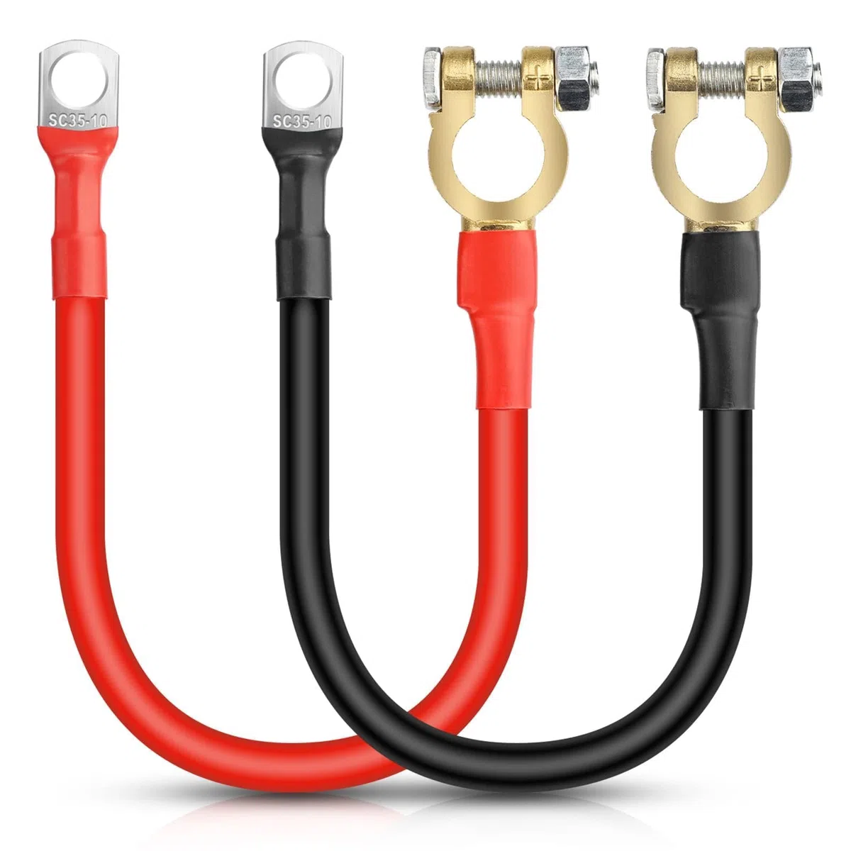 EEEKit Batterie Wechselrichter Kabel, 30cm 3AWG Kabel mit Batterieklemmen Steckern, 12V-24V Rote und Schwarze Batteriekabel (max.125A)