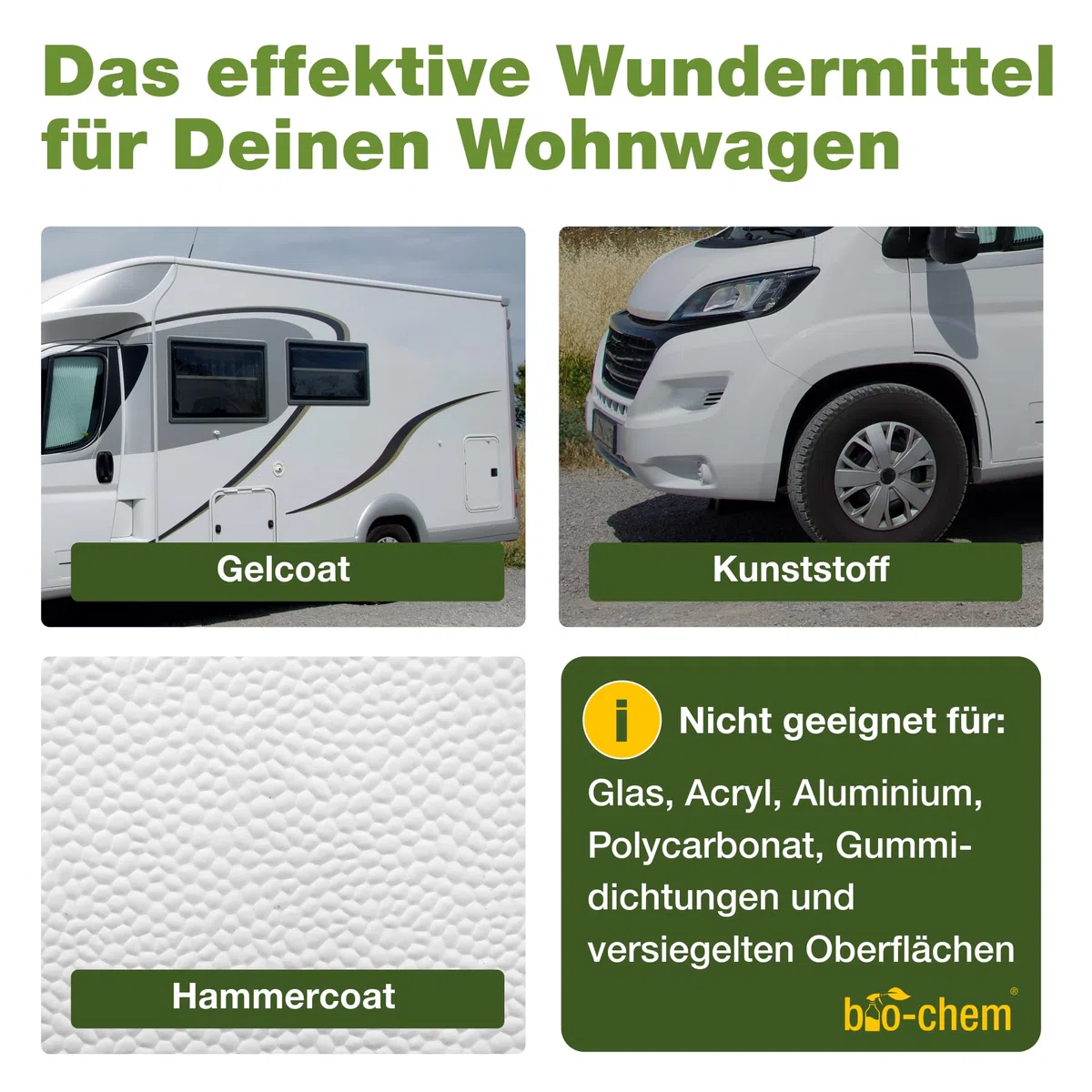 bio-chem Regenstreifen-Entferner 500ml für Wohnmobil & Boot | Tiefenwirksames Haftgel für Caravan und Wohnmobil gegen hartnäckige Verschmutzungen