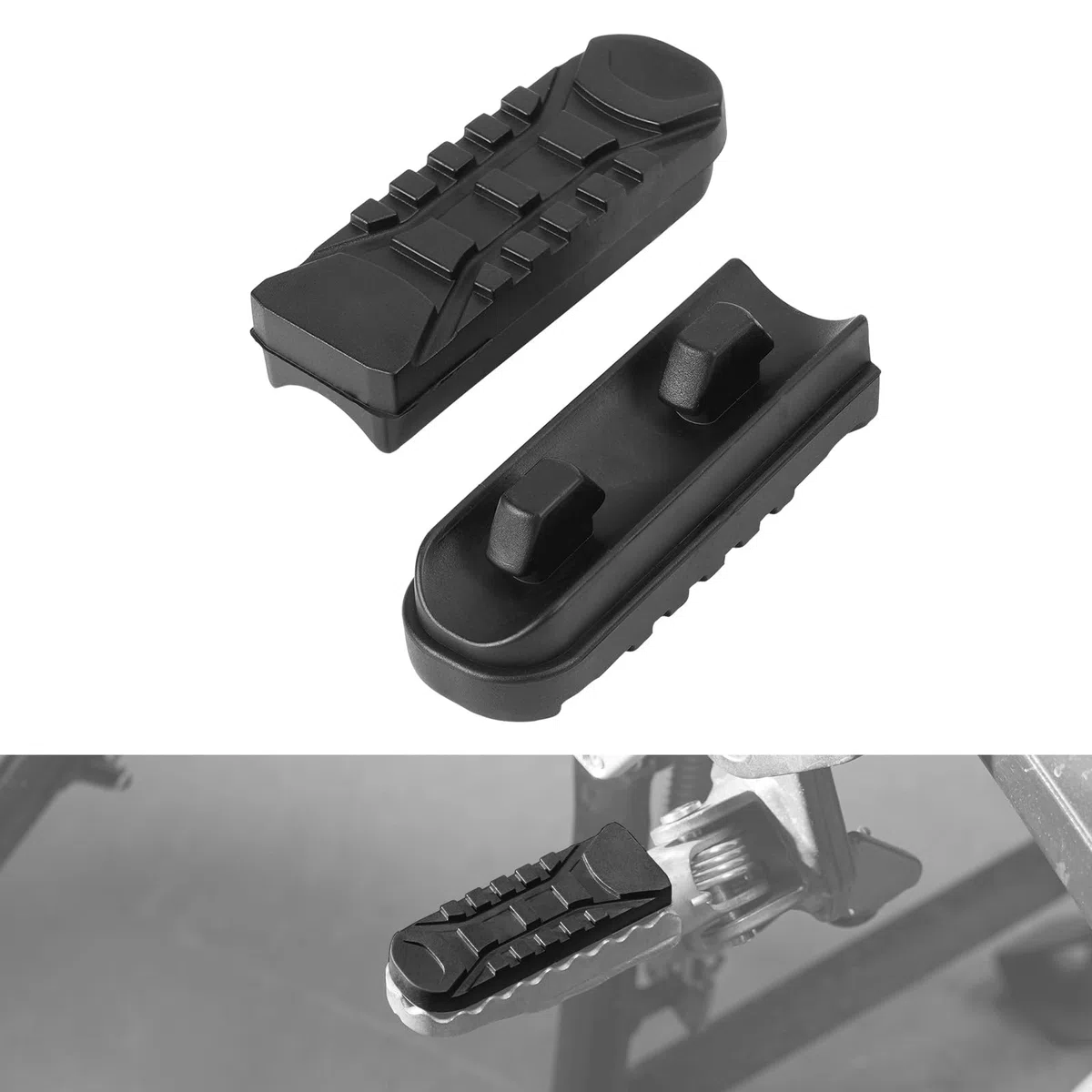 NICECNC Schwarze vordere Fußrasten Gummiabdeckung kompatibel mit BMW R1250GS Adventure 2019-2023, R1250GS 2018-2023, R1200GS Adventure 2012-2018, F850GS 2018-2023, S1000XR 2015-2020, Fußrasten