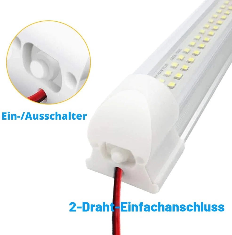 Caxmtu 12V LED Lichtleiste für den Innenbereich 12 Volt Led Lampen 72 LEDs Universal Lichtleiste für Wohnmobil Camper Boot mit An-/Aus-Schalter (4 Stück)