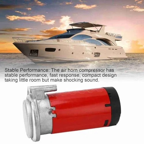 Aramox Air horn Pumpenkompressor, Luftkompressor, Drucklufthorn-Kompressor für Autos, LKW, Boote, 12 V, 105-115 DB