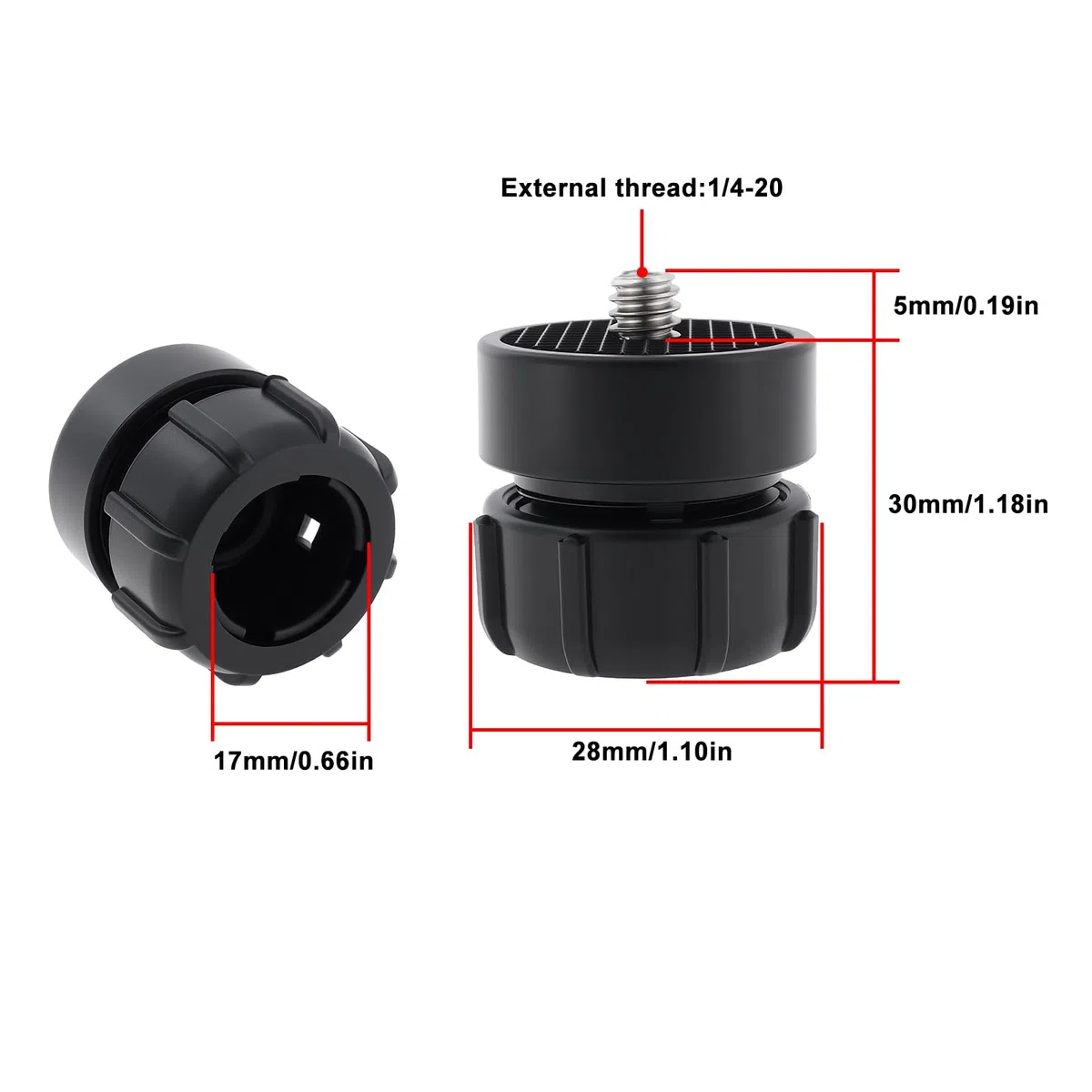 EMSea 4 St¨¹ck 17 Mm Kugelgelenk auf 1/4-20 Au?engewindeadapter Kompatibel mit Arkon GN010 GN014 GN015 GN016 30 X 28 Mm Schwarz