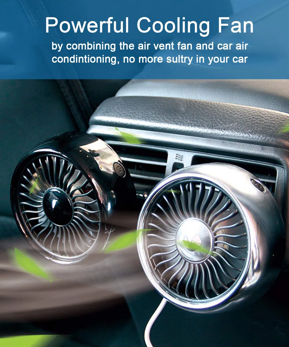 Kwak's Mini-Lüfter für Auto mit LED-Licht | ABS-Material, Lüftungsventilator, Für Auto Home Office, KFZ-Ventilator