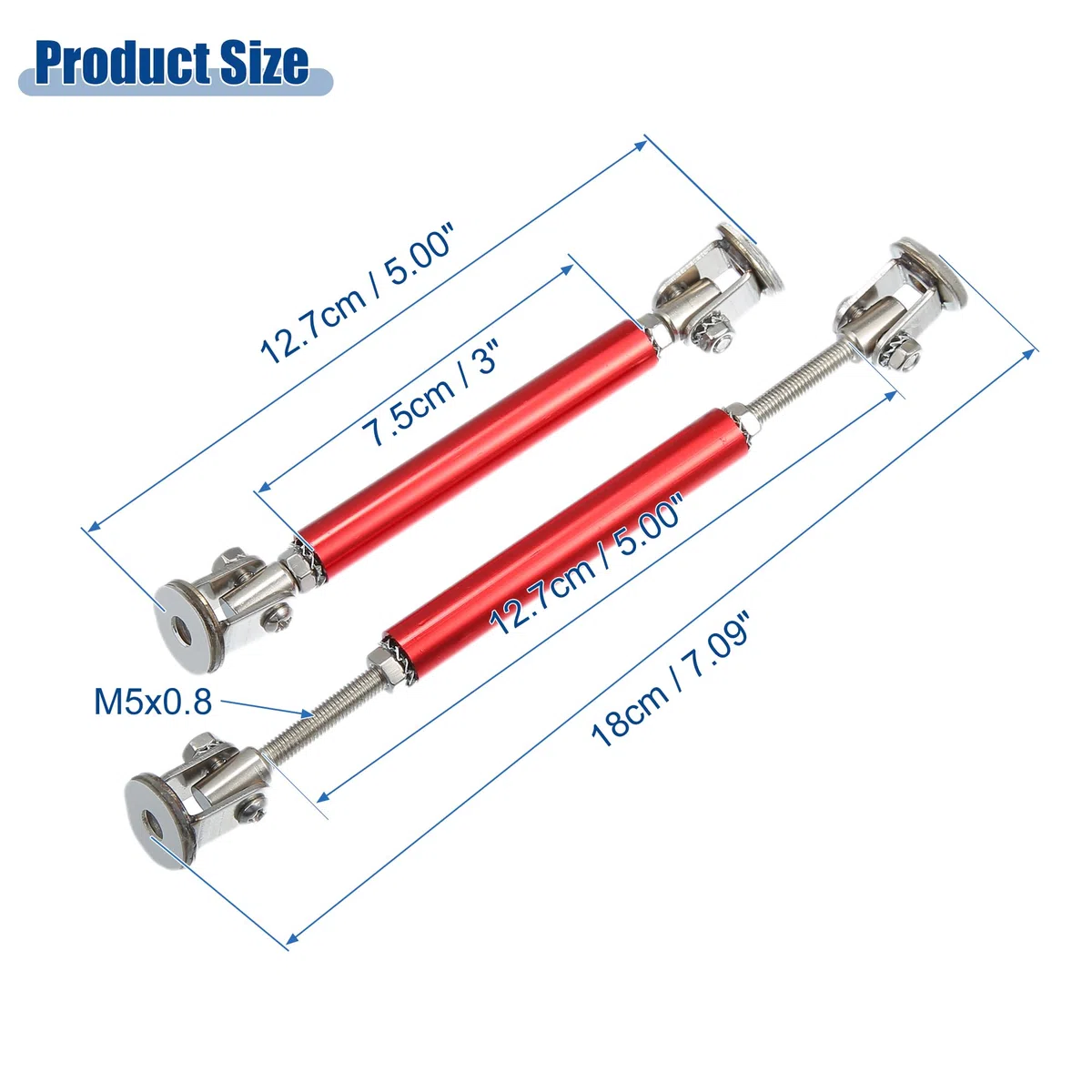 A ABSOPRO 2 Stück Auto Vorne Stoßstange Lippensplitter Domstrebe 3"-5" 75mm Rot