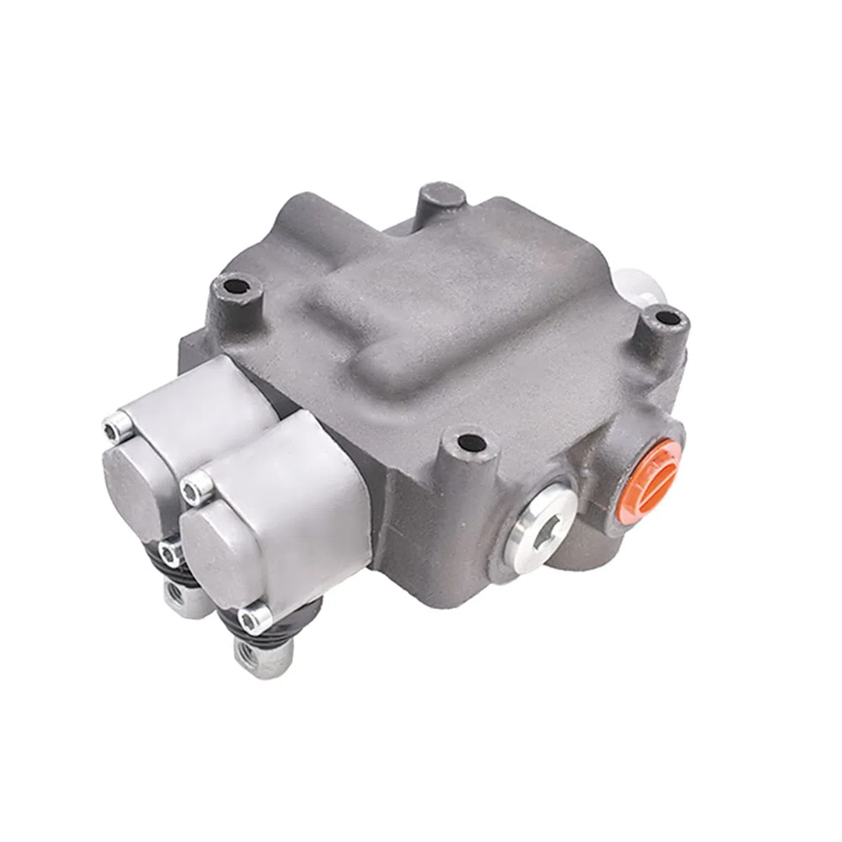 Hydraulisches, doppeltwirkendes Richtungs-Monoblock-Steuerventil für Traktorlader mit Joystick, 2 Spulen, 21 gpm, SAE-Anschlüsse, 3600 psi