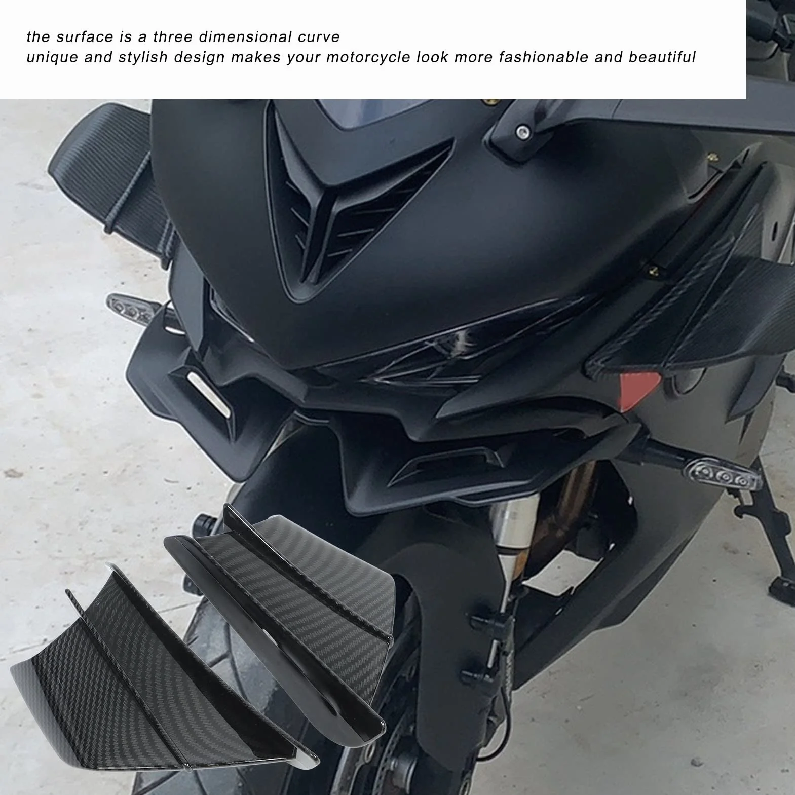 Motorrad Winglet Aerodynamische Spoilerlippe Motorrad-Windflügel, Motorrad Spiegel Wings, 1 Paar Aerodynamischer Motorrad-Flügel aus Kohlefaser, Seitenverkleidungen, Winglets, Universelle Passform