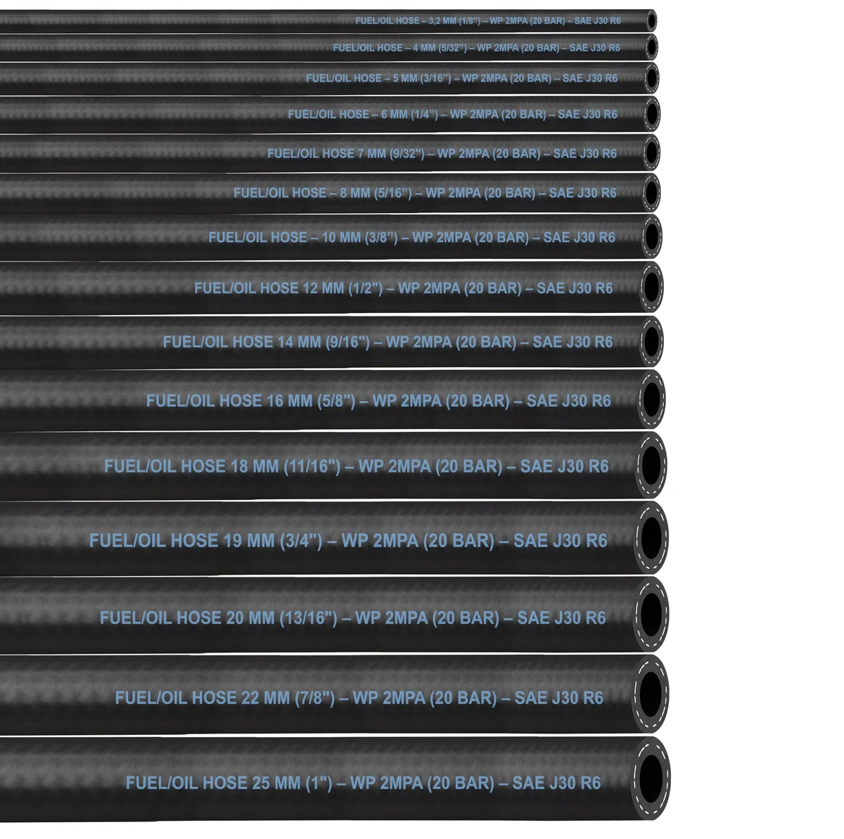 Schlauch Benzinschlauch Ölschlauch Kraftstoffschlauch Dieselschlauch Kraftstoffleitung Zertifikat SAE J30 R6 Meterware (Innen Ø: 25,0 mm/Außen Ø: 36,0 mm (1"))