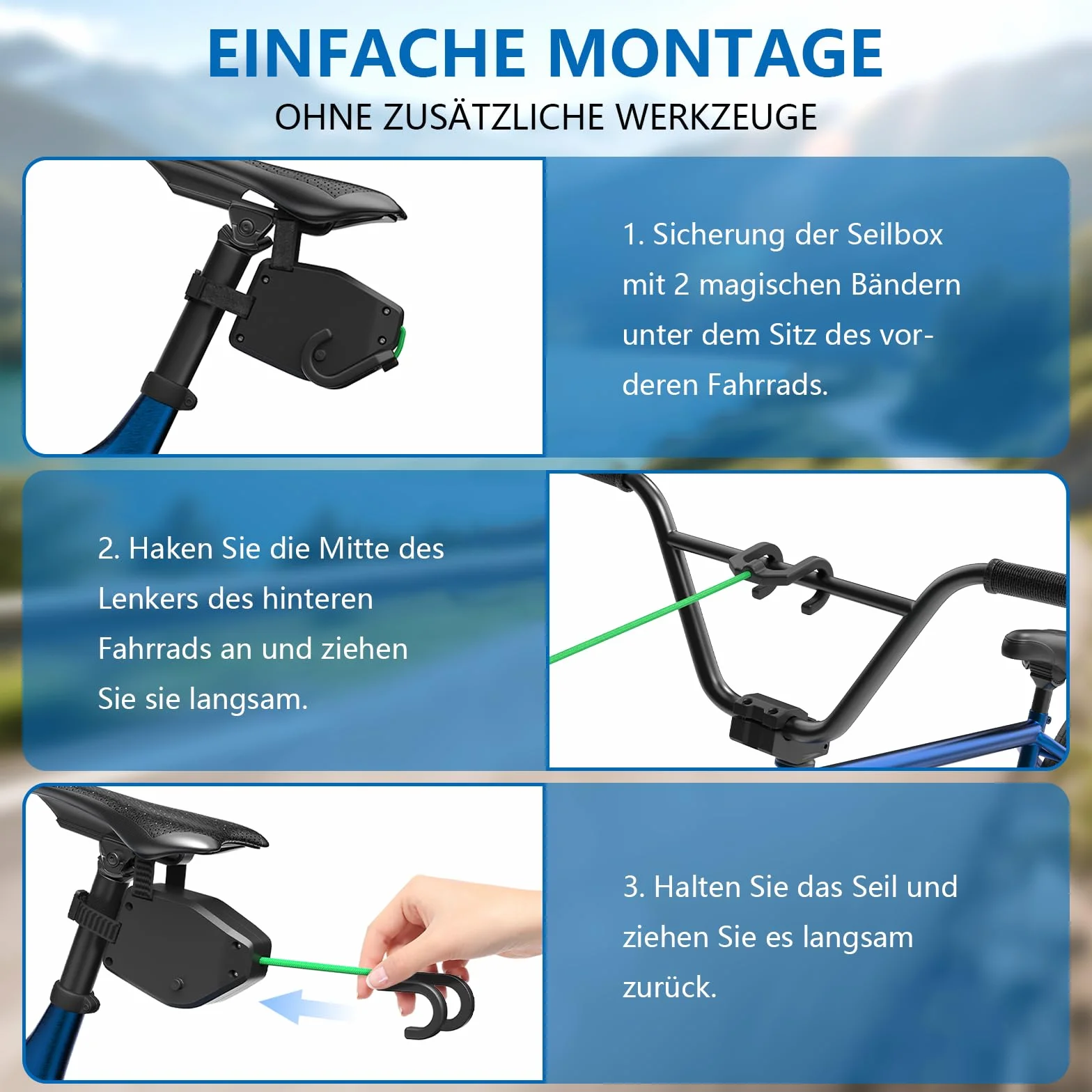 FIVAVA Fahrrad Abschleppseil Kinder 2.5M Einziehbarer Abschleppseil Fahrrad Eltern Kind Zugseil Traktionsseil 500 lbs für Kinder MTB Bike