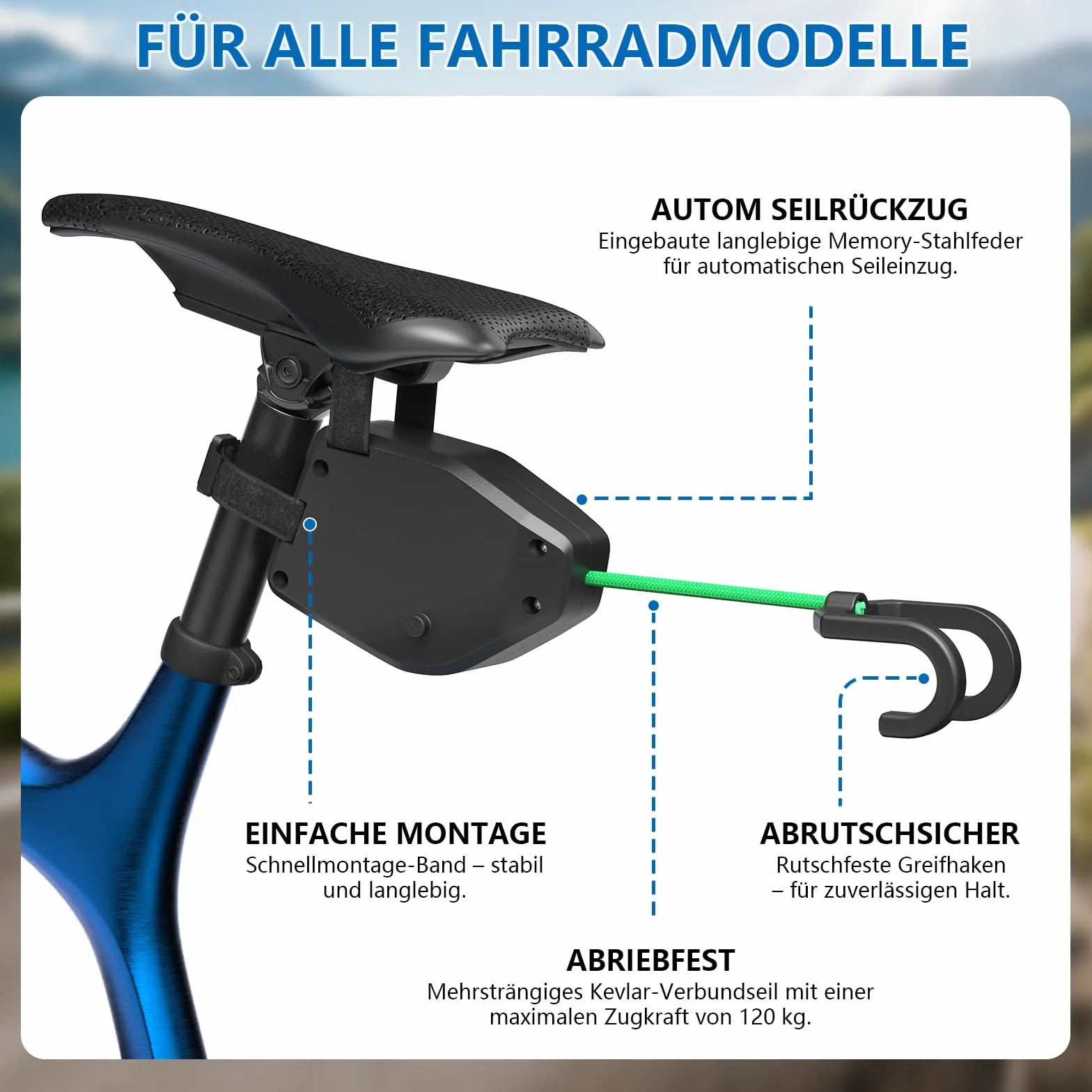 FIVAVA Fahrrad Abschleppseil Kinder 2.5M Einziehbarer Abschleppseil Fahrrad Eltern Kind Zugseil Traktionsseil 500 lbs für Kinder MTB Bike