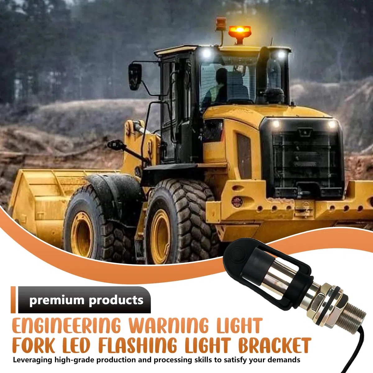 GBKDQQ Beacon-Montagehalterung, 2 Stück Halterung rundumleuchte traktor, Rundumkennleuchte Warnleuchte Ø 24 mm, Flexible DIN-Pol-Metallhalterung mit Draht und Schutzkappe für LKW, Landmaschinen