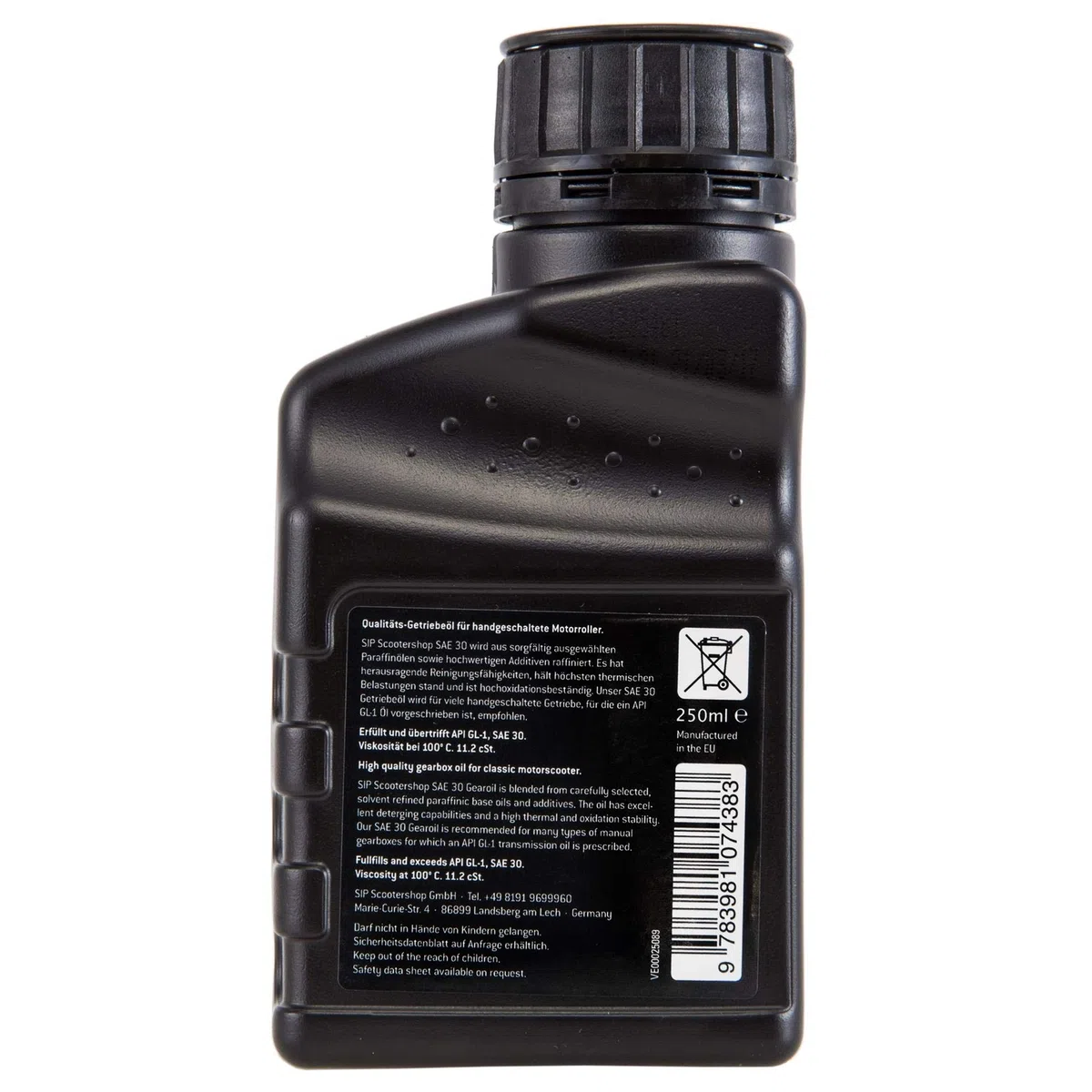 SIP Getriebeöl Formula SAE 30 – 250 ml – Original Getriebeöl für Vespa und Lambretta Schaltroller – inklusive Einfüllschlauch
