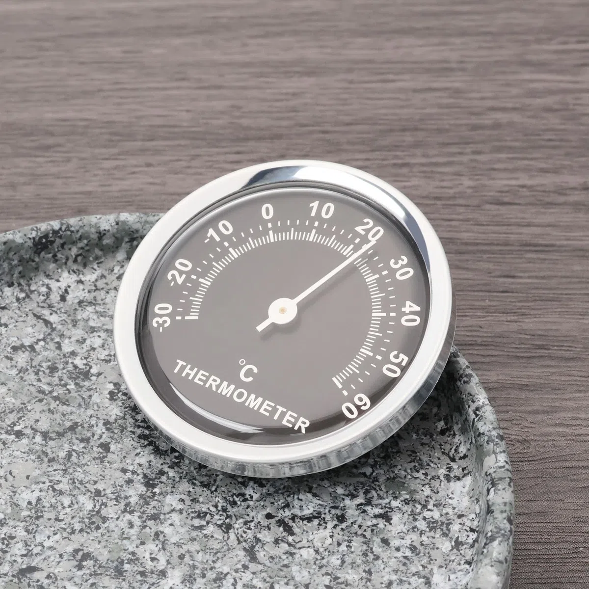 2 Stück Mini Auto Thermometer Rund 58mm Temperaturmesser Analog Mechanische Temperaturmesser für Auto Haus Büro Werkstatt Schwarz