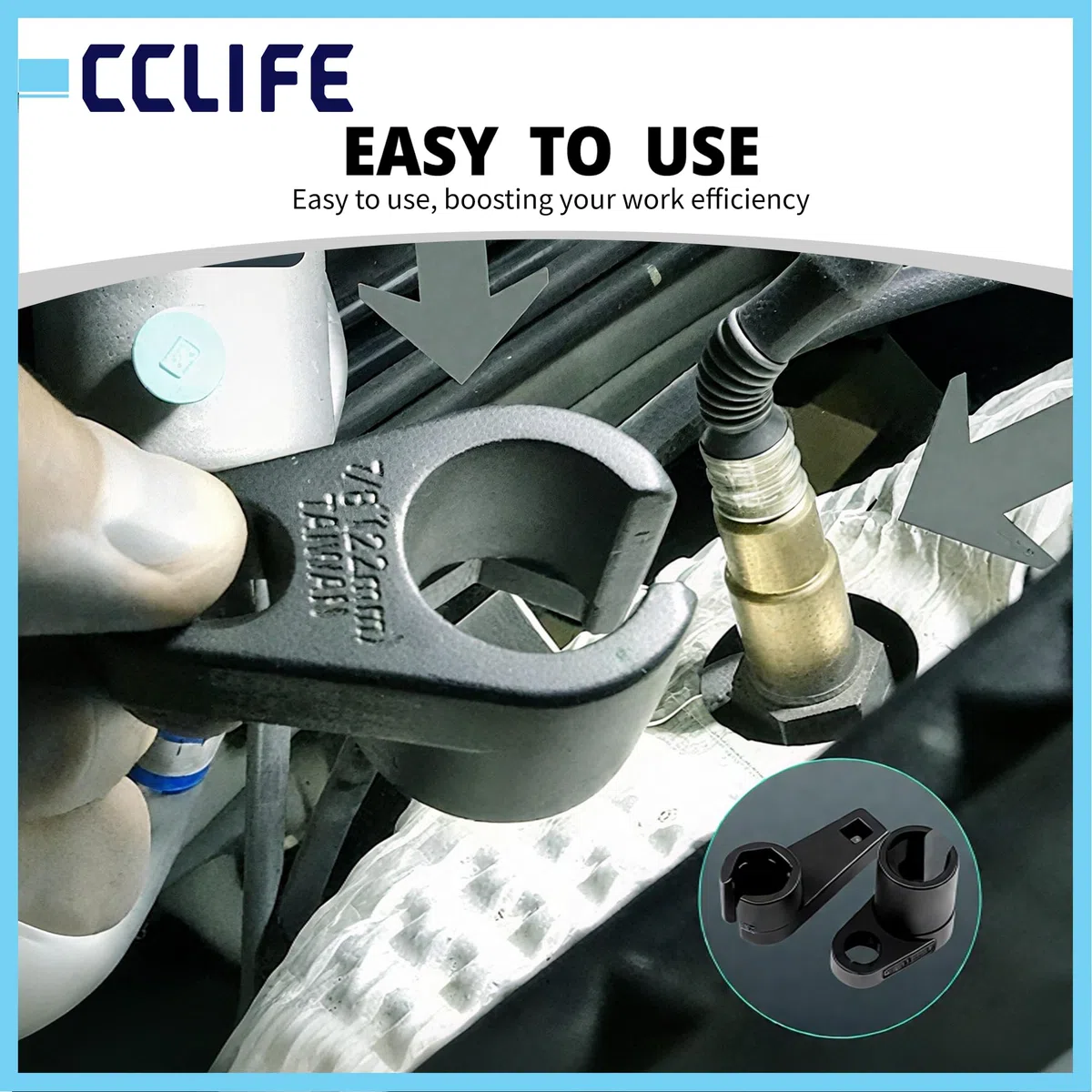 CCLIFE Lambdasonde Werkzeug Set 7tlg 22/27/29mm 1/2" & 3/8" | Cr-Mo Stahl,Seitliche Aussparung,Kabelschutz,kompatibel mit VW/BMW/Mercedes/Ford,Profi & DIY,Robuster Koffer