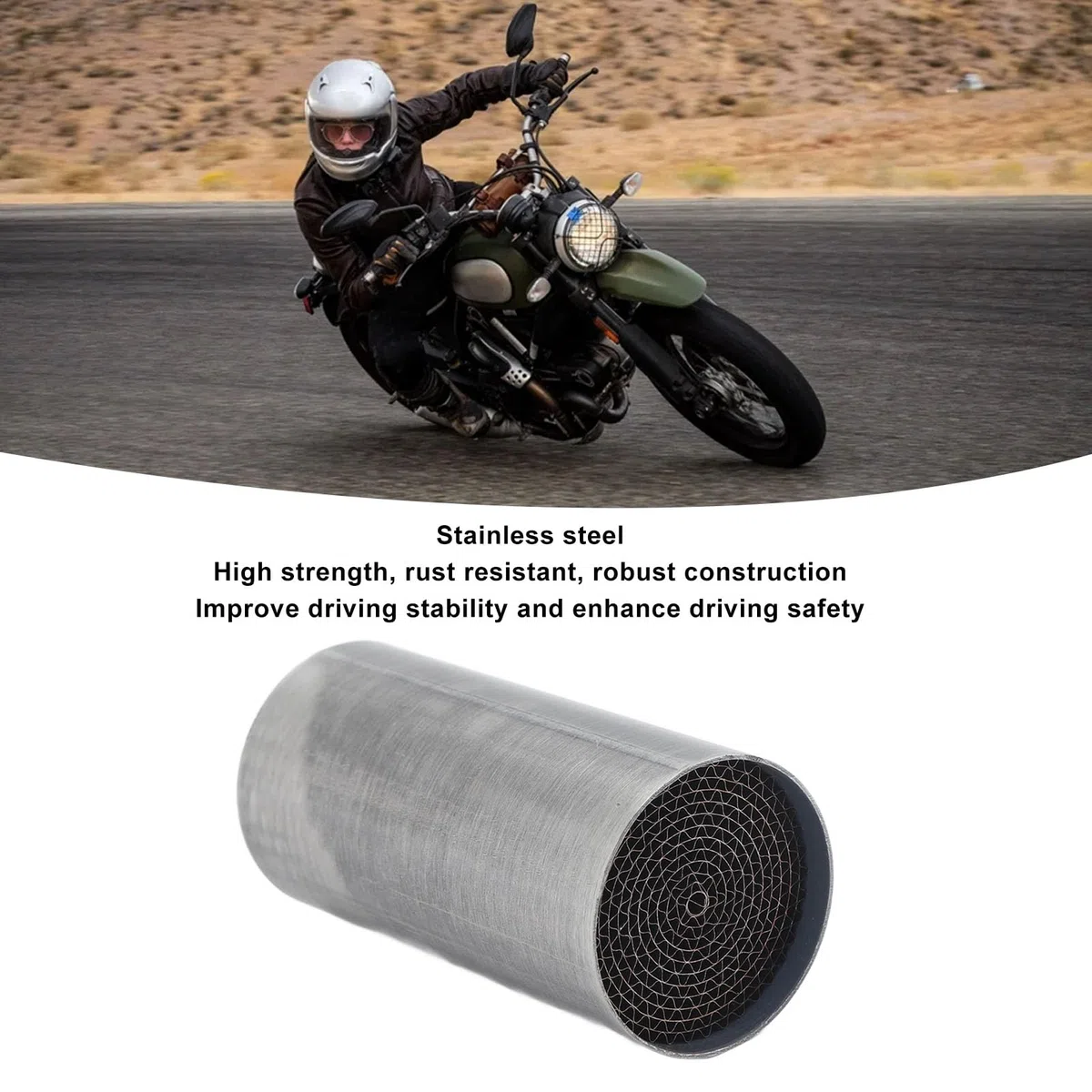 Motorrad-Auspuffrohr-Katalysator, Edelstahl, Universell, 35 X 50 Mm/1,37 X 1,96 Zoll (48*100mm)