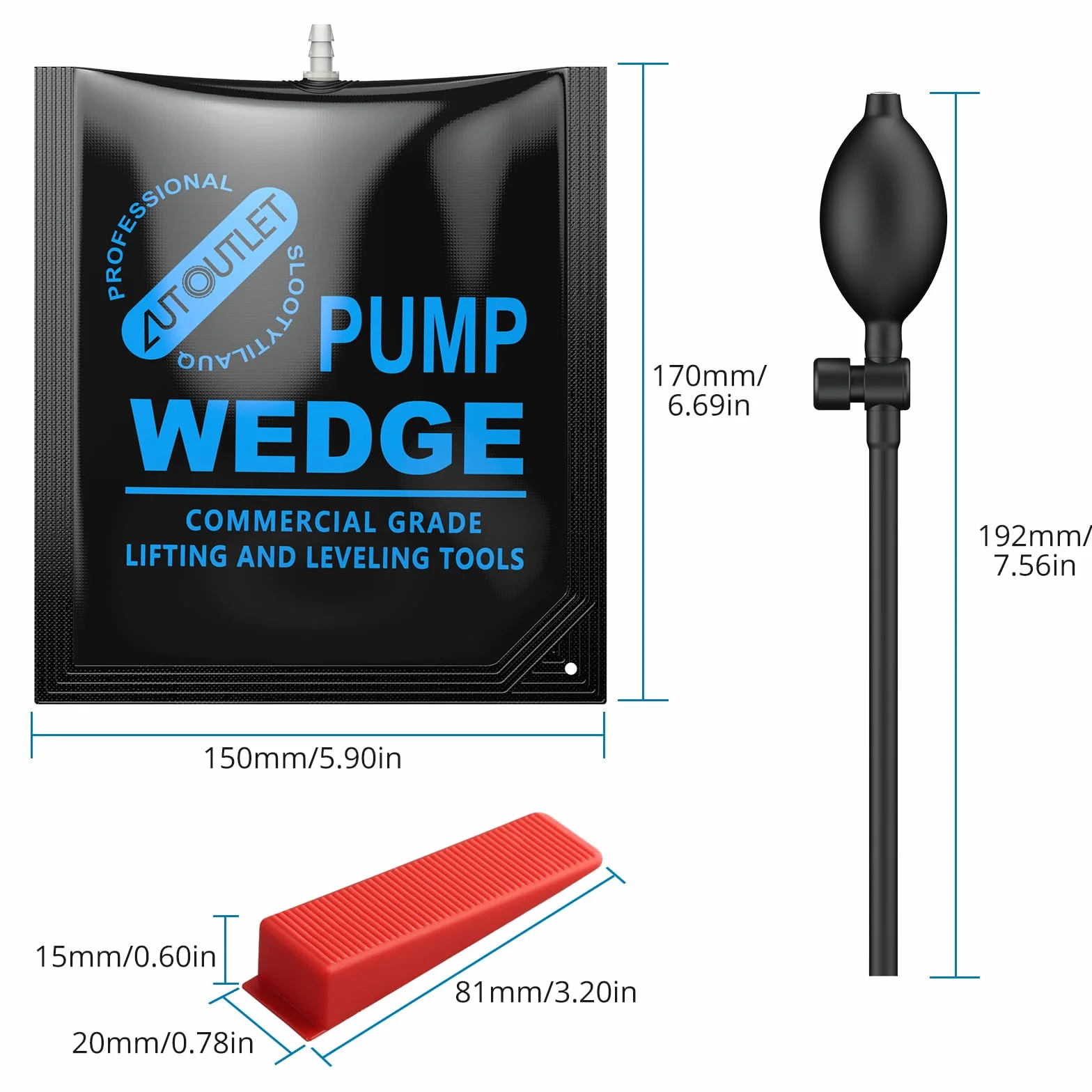 AUTOUTLET 2 Stück Montagekissen Pneumatikspanner, Air Wedge Pump Up Montage Luftkissen Spreizkissen Hebekissen, Belastung bis 150kg, Montagehilfe für die Tür Fenster Installation und Auto-Reparatur