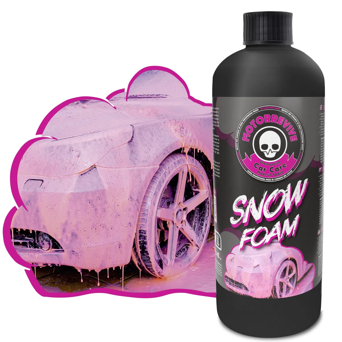 Snow Foam Motorrevive Shampooing Car Care 500 ml Rosa Reinigungsschaum für Hochdruckreiniger und Druckpumpe