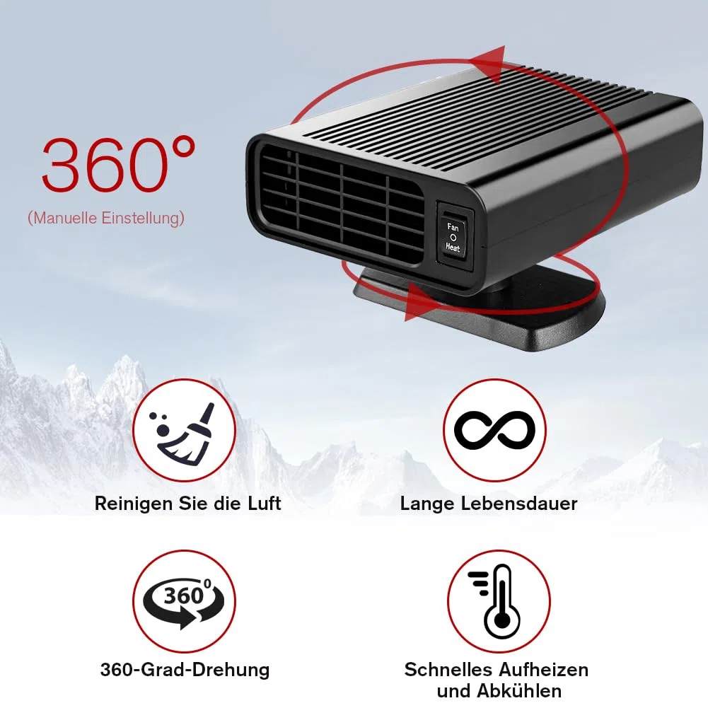 Showvigor 2025 Neu Autoheizung 12V Zigarettenanzünder, 150W Anti-Beschlag Auto-Heizung 2 In 1 Heizung und Kühlung Car Defroster