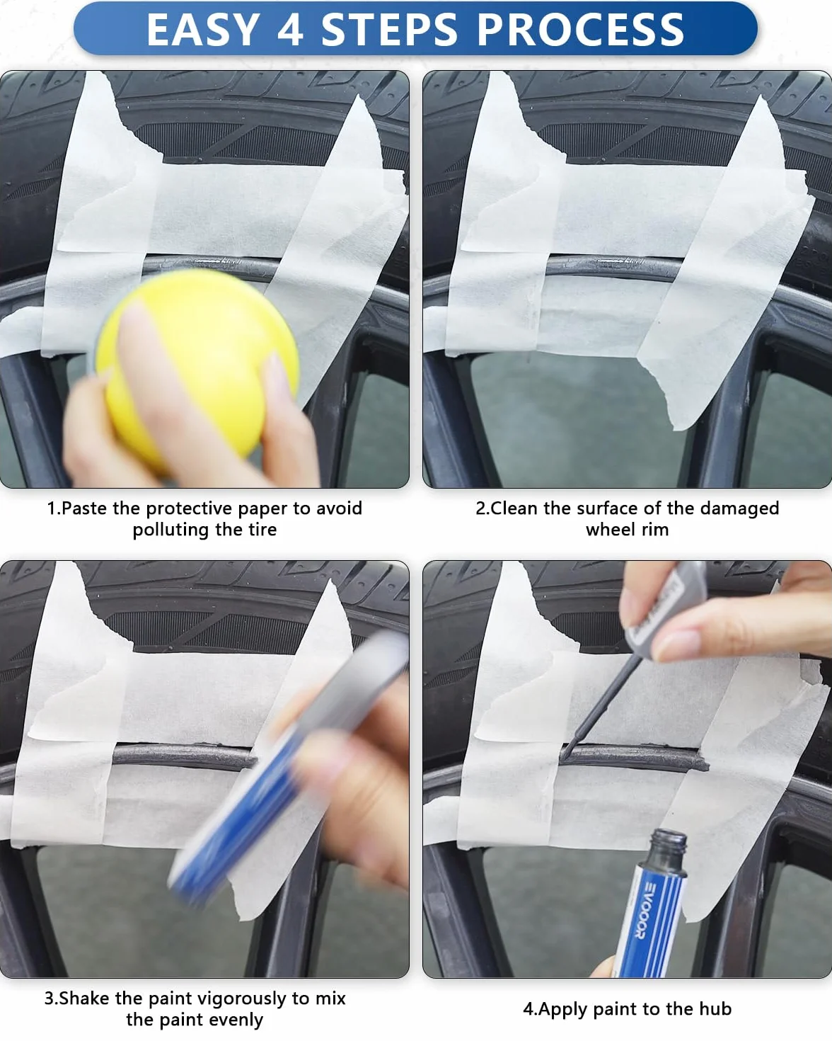 Tesla Lackstift für Modell 3 18 Zoll/Modell S 19 Zoll-DIY Curb Rash Repair Mit Farbe Matched Touch Up Farbe (Mitternachts-silber)