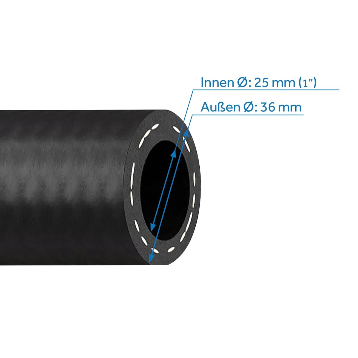 Schlauch Benzinschlauch Ölschlauch Kraftstoffschlauch Dieselschlauch Kraftstoffleitung Zertifikat SAE J30 R6 Meterware (Innen Ø: 25,0 mm/Außen Ø: 36,0 mm (1"))