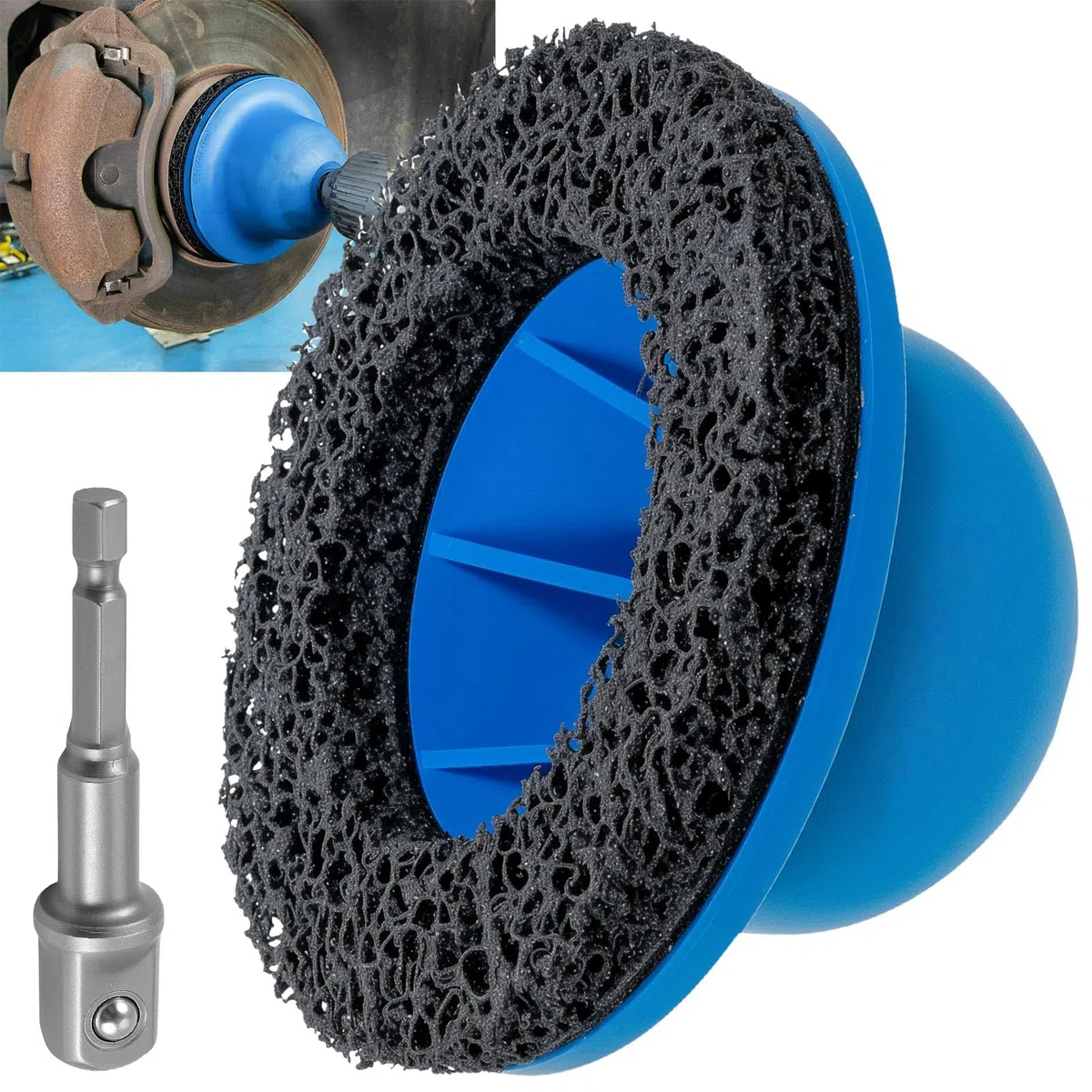 Ø 150 mm Radnabenschleifer, Innen Ø 90 mm Radnaben Bürste für Auto, Radnabenreiniger mit 1/2 Zoll Schlagschrauber, Nabenschleifer für Rostentfernungm, Verschmutzungen