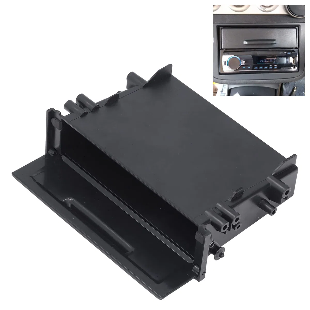 Autoradio Stereo Dash Trim Aufbewahrungsbox Schubladen-Kit für Aufbewahrungsboxen 1DIN Autoradio Aufbewahrungsbox ABS Schwarzer Innenorganisator