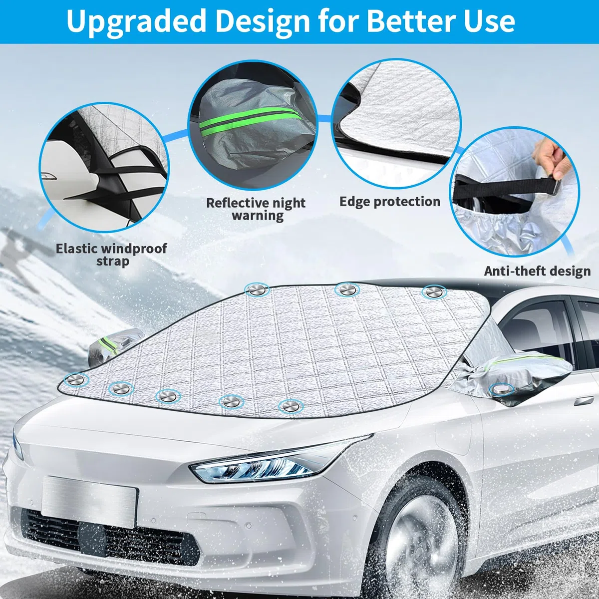 Frontscheibenabdeckung Auto, Abdeckung Windschutzscheibe Winter mit 10 Magnet Fixierung Faltbare Windschutzscheibenabdeckung für gegen Schnee, EIS, Frost, Staub, UV-Schutz