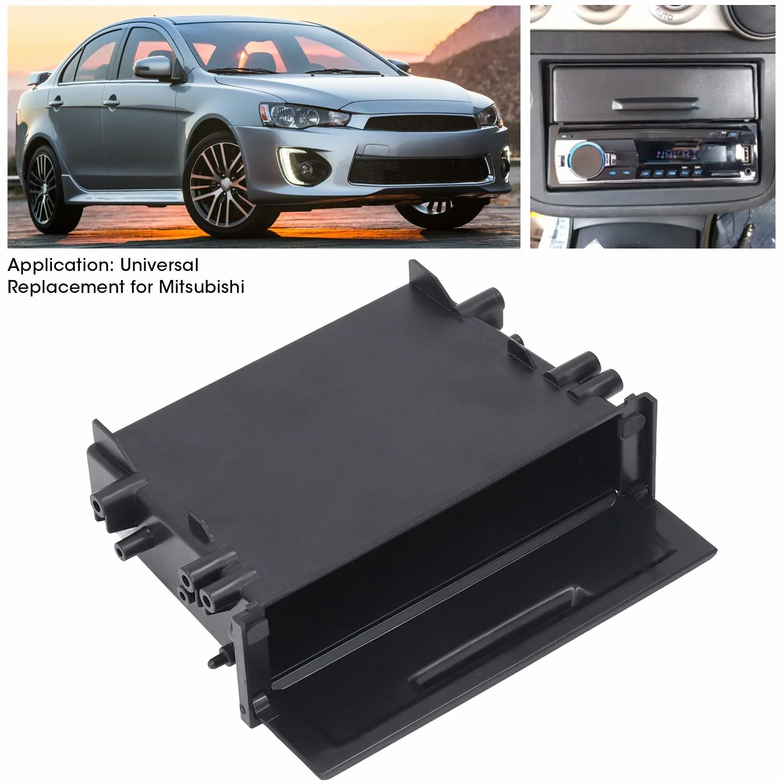 Autoradio Stereo Dash Trim Aufbewahrungsbox Schubladen-Kit für Aufbewahrungsboxen 1DIN Autoradio Aufbewahrungsbox ABS Schwarzer Innenorganisator
