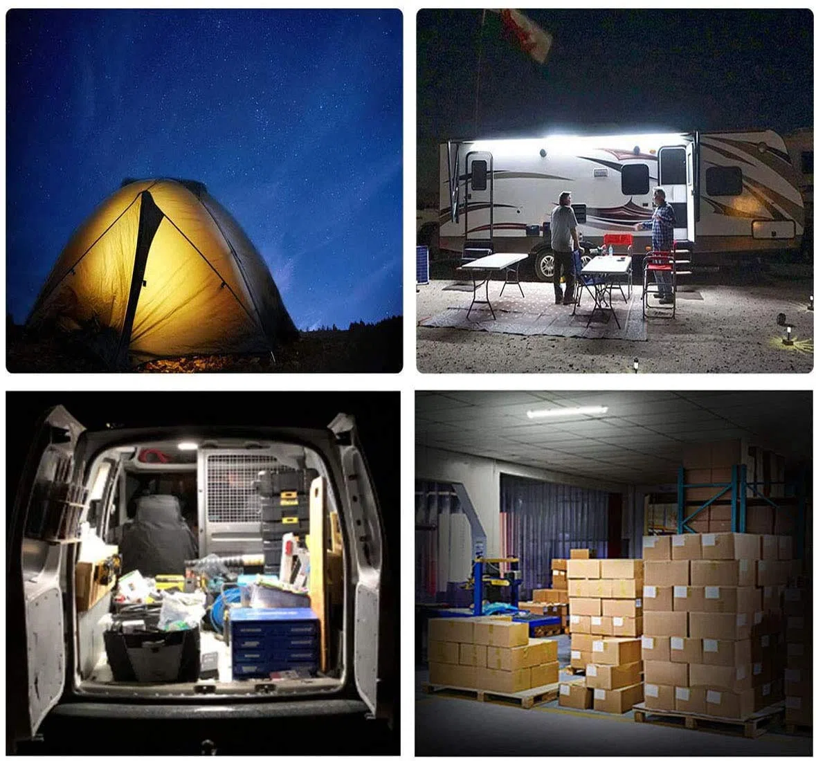 Caxmtu 12V LED Lichtleiste für den Innenbereich 12 Volt Led Lampen 72 LEDs Universal Lichtleiste für Wohnmobil Camper Boot mit An-/Aus-Schalter (4 Stück)