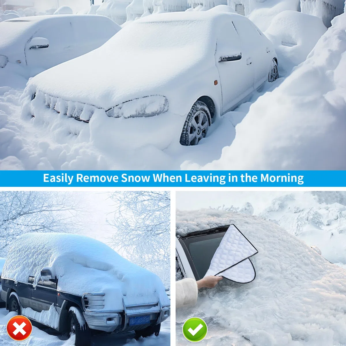 Frontscheibenabdeckung Auto, Abdeckung Windschutzscheibe Winter mit 10 Magnet Fixierung Faltbare Windschutzscheibenabdeckung für gegen Schnee, EIS, Frost, Staub, UV-Schutz