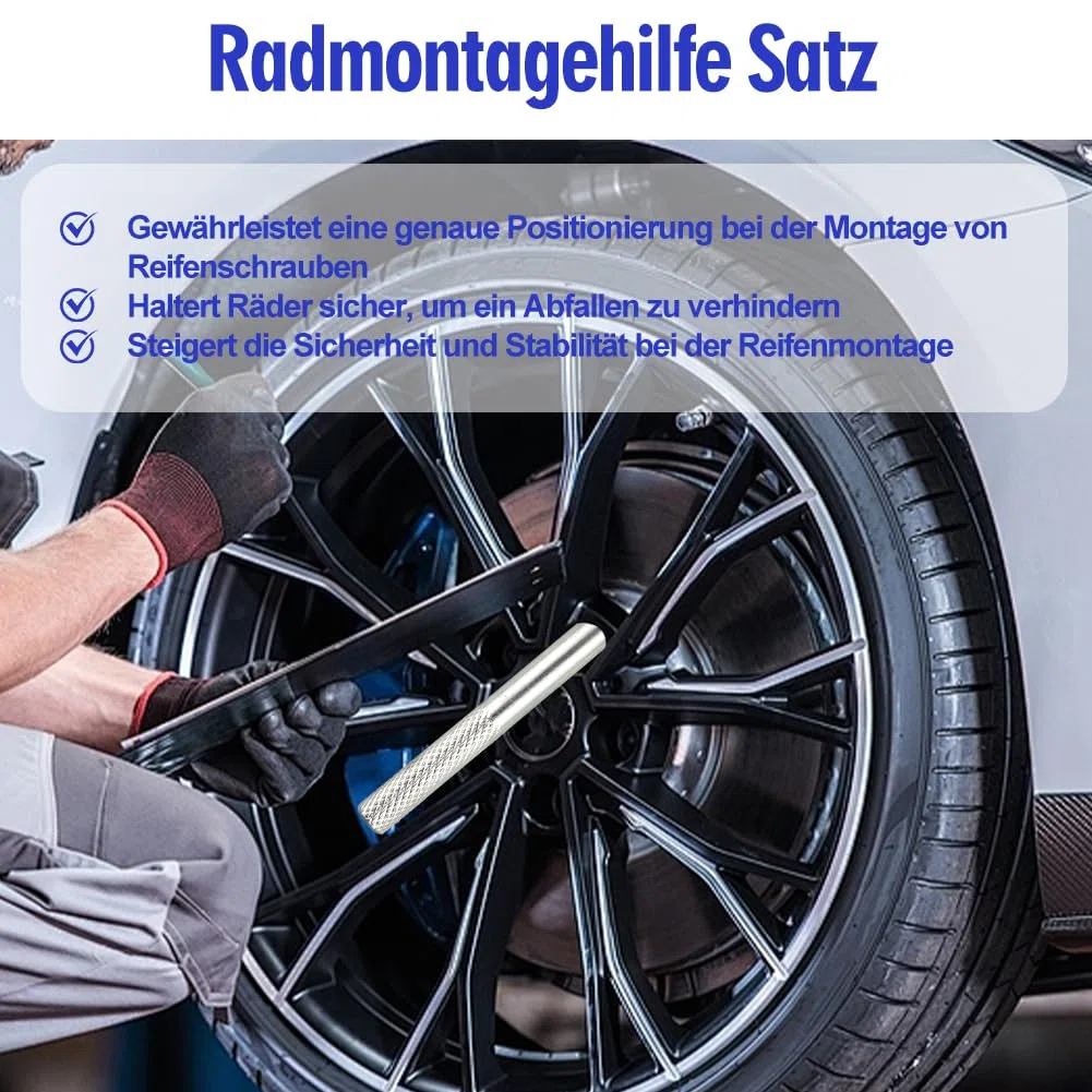 Reifen Montagehilfe, 10 TLG Radmontagehilfe Auto, Montagehilfe Reifenwechsel, 2PCS M15x1.25 / M12x1.5 / M12x1.25 / M14x1.5 / M14x1.25 Rad Montagehilfe Fixierbolzen