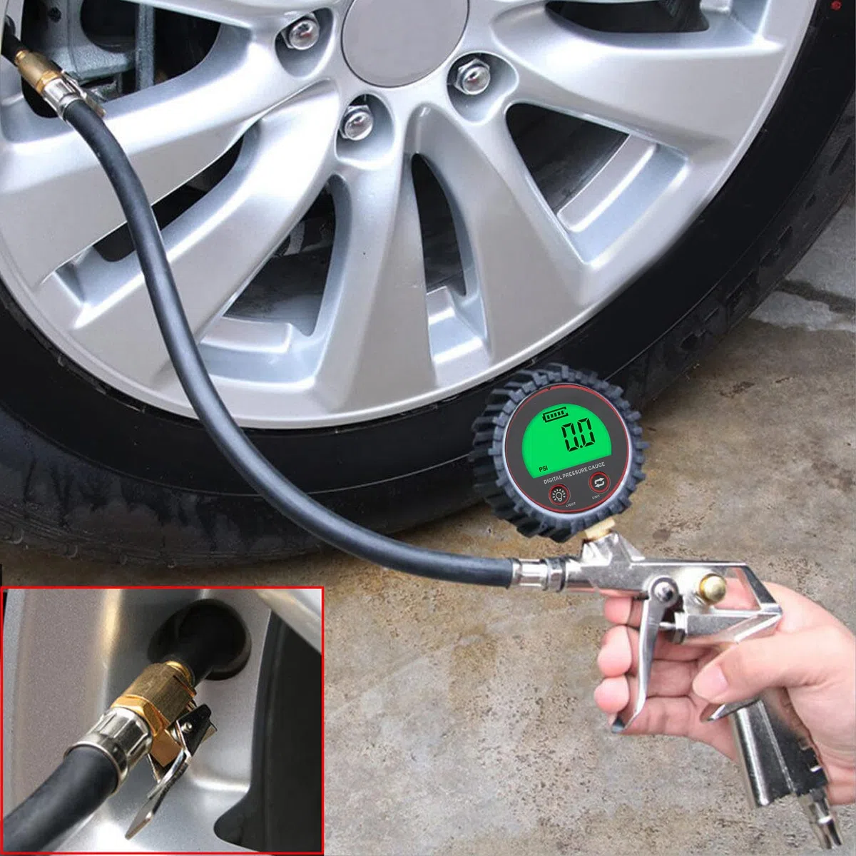 Digitales Reifendruckmessgerät 3-255 PSI Range Reifenfüller Digitales Manometer LCD-Display Vier Einheiten Umschaltbar Schnelles und Genaues Ablesen für Autos, Lastwagen,