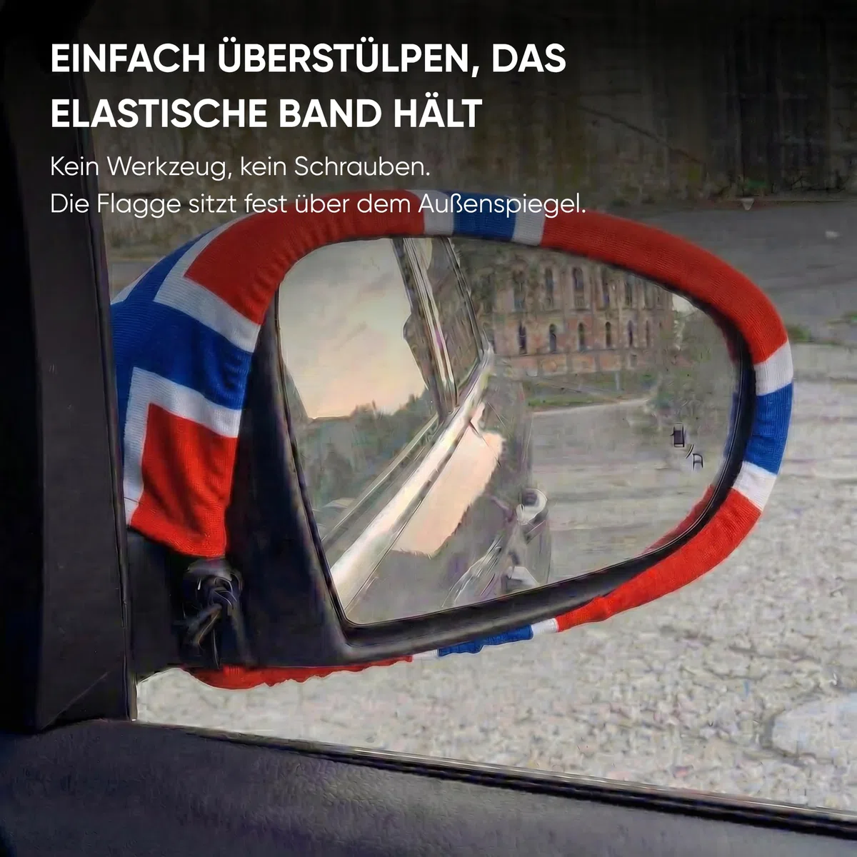 Außenspiegelfahne Norwegen für Auto - 2er Set Außenspiegel Überzieher Autoflagge, Fanartikel für Fußball EM & WM, Spiegel Deko Flagge