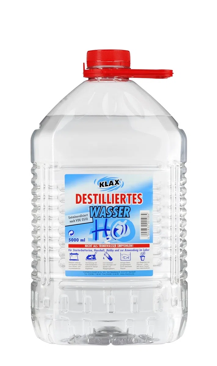720 Liter Destilliertes Wasser (144 Kanister mit je 5 Litern) 1 Palette