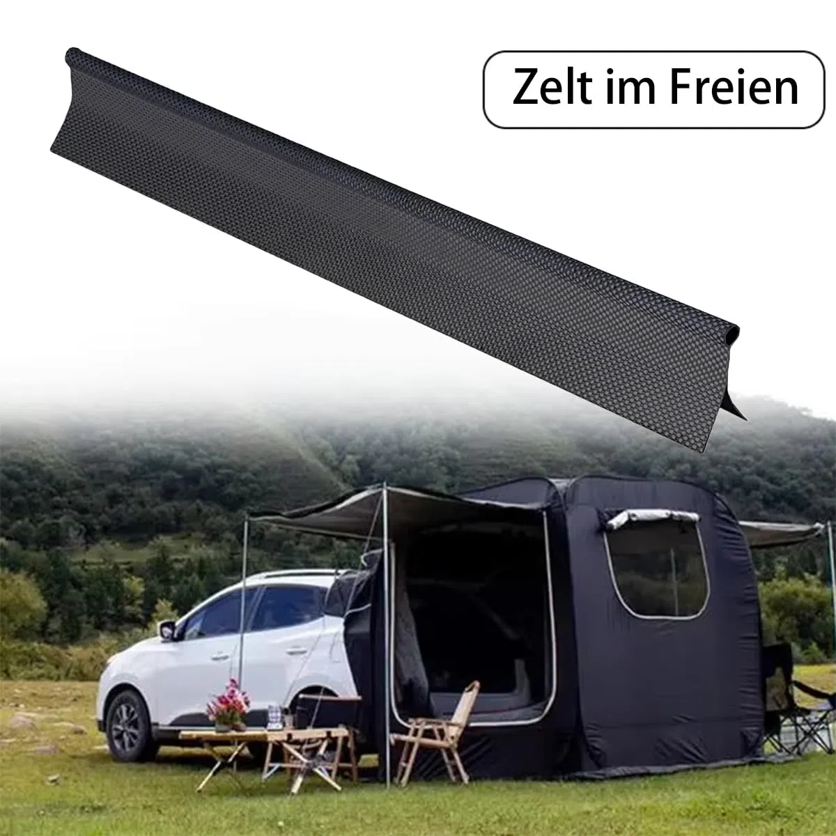 3 Meter Markisenschienenrohr 8 mm Doppelklappe Ka-dor schwarzer PVC-Kern Markisenschienenstreifen für T4 T5 T6 Wohnmobile/Camping/Markisen/Zelte