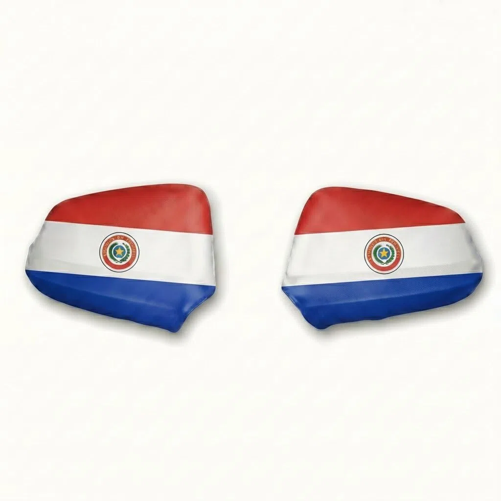 Außenspiegelfahne Paraguay für Auto - 2er Set Außenspiegel Überzieher Autoflagge, Fanartikel für Fußball EM & WM, Spiegel Deko Flagge