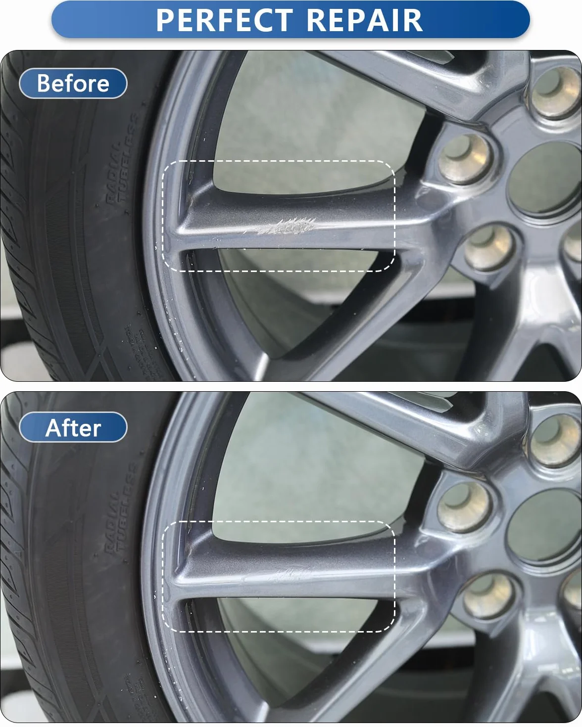 Tesla Lackstift für Modell 3 18 Zoll/Modell S 19 Zoll-DIY Curb Rash Repair Mit Farbe Matched Touch Up Farbe (Mitternachts-silber)