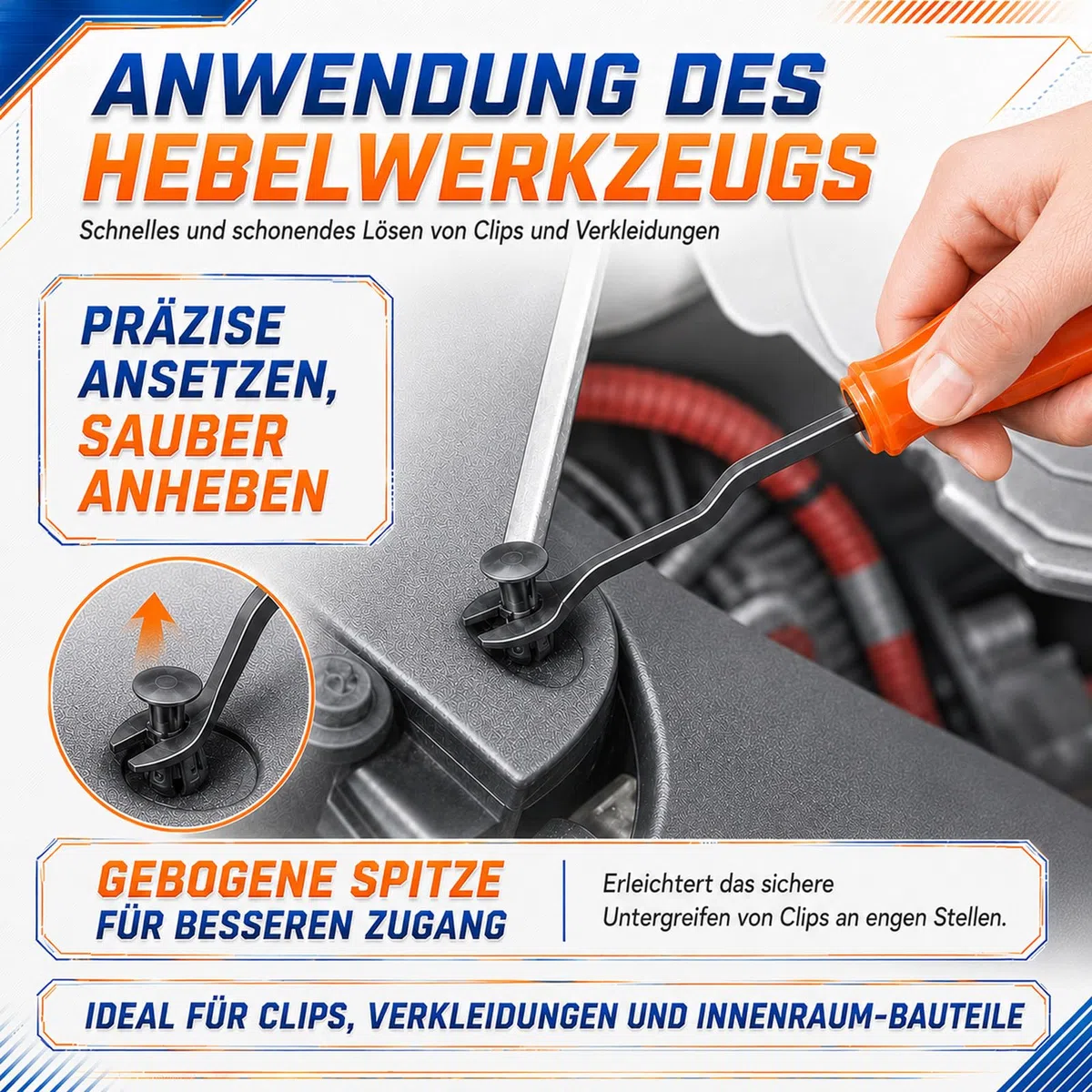 2 Stück Auto Clips Hebelwerkzeug, Kfz Clip Zange | Auto Demontage Werkzeug für Türverkleidungen Armaturenbretter Außenbefestigungen, Automotive Reparatur Set