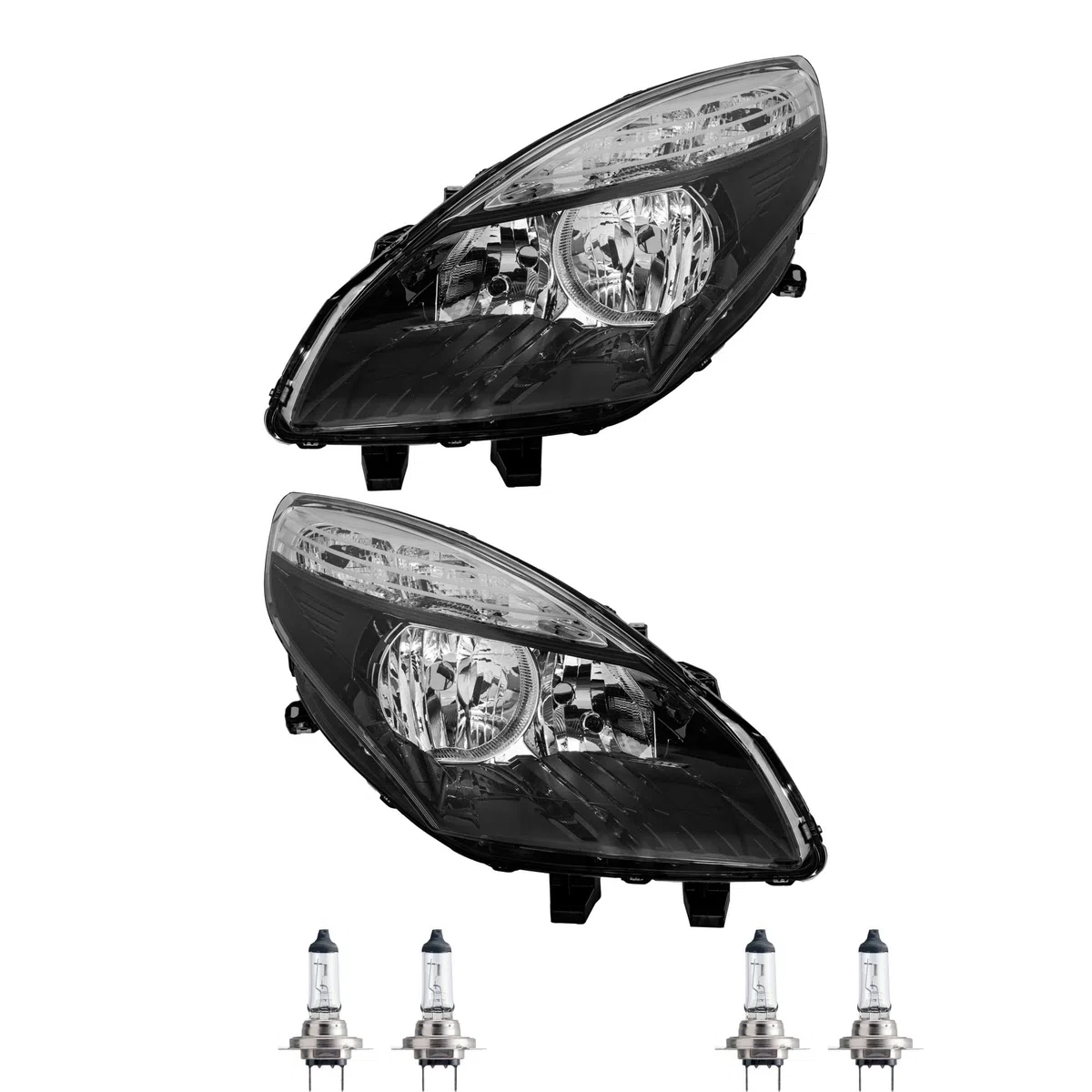 Bundle Set 106524361 erstellt mit Scheinwerfer rechts & links + Leuchtmittel H7 kompatibel Scénic III JZ0/1_