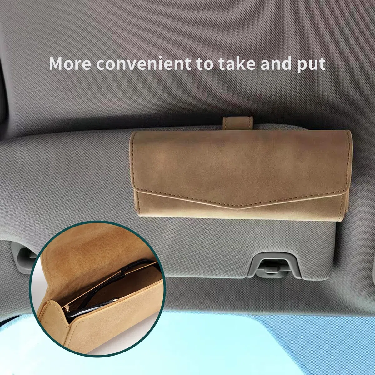 FLYAMAPIRIT Auto Brillenetui Sonnenblende Sonnenbrillenhalter mit Magnetfunktion PU-Leder Auto Brillenetui Automotive Aufbewahrungsorganizer