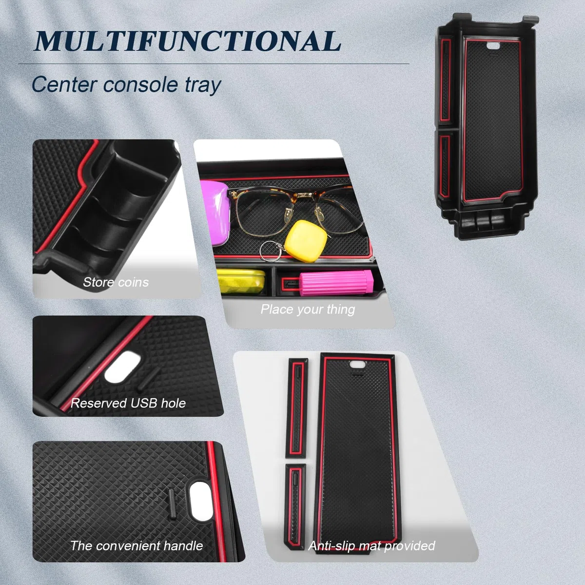 BIBIBO Aufbewahrungsbox Kompatibel mit Nissan X-Trail T33 2022-2025, Mittelkonsole Organizer mit Rutschfestermatte, Handschuhfach, Auto Armlehnenablage Zubehör