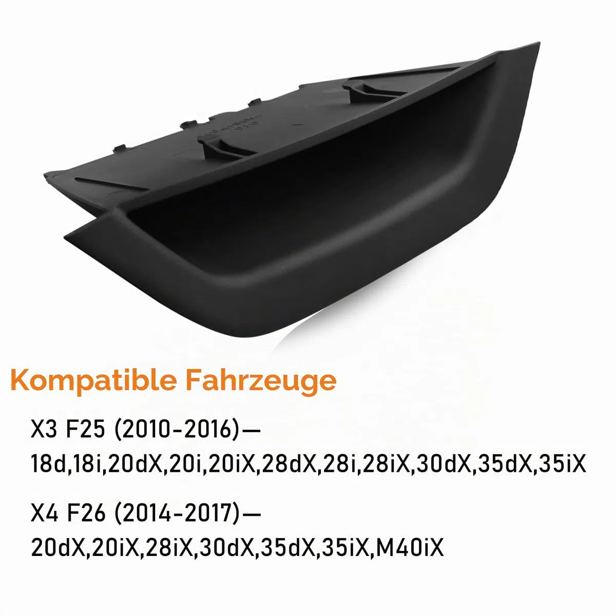 TTCR-II Kompatibel mit Türgriff BMW X3 F25 2010-2016, X4 F26 2014-2017, Türgriff Innen Links, Aufbewahrungsbox für Autotürgriffe F25 F26 Linke Vordertür Griffverkleidung, X3 X4 Griff Innentür Schwarz