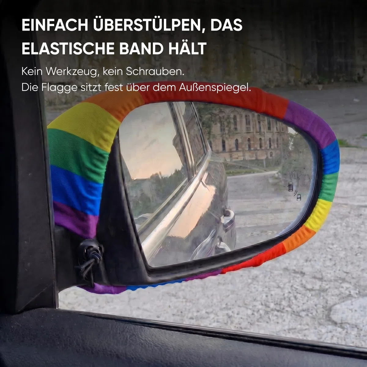 Außenspiegelfahne Regenbogen für Auto - 2er Set Außenspiegel Überzieher Autoflagge, Fanartikel für Fußball EM & WM, Spiegel Deko Flagge